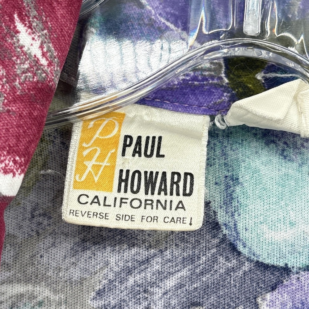 Vintage Paul Howard California Shirt Mens Large‎ 60s 70s Floral Dagger Collar - Picture 3 of 9